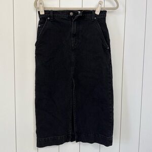 FP We The Free Wild Roses Midi Skirt, Black Denim, Size 24